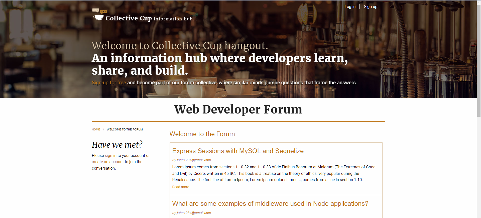 A picture of the collective cup website.